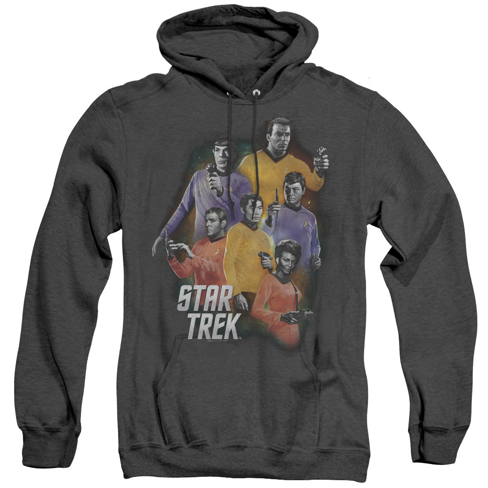 STAR TREK/GALAXY GLOW - ADULT HEATHER HOODIE - BLACK