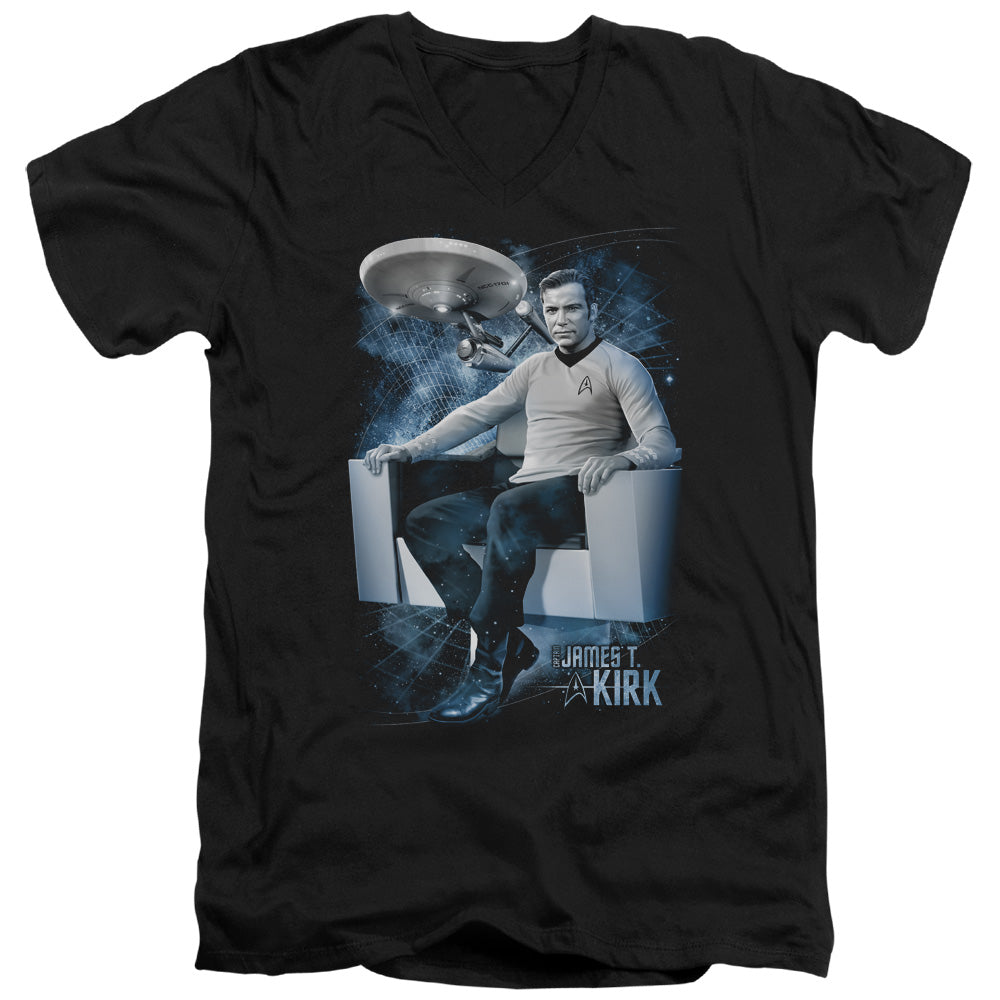 STAR TREK/CAPTAINS CHAIR - S/S ADULT V-NECK 30/1 - BLACK