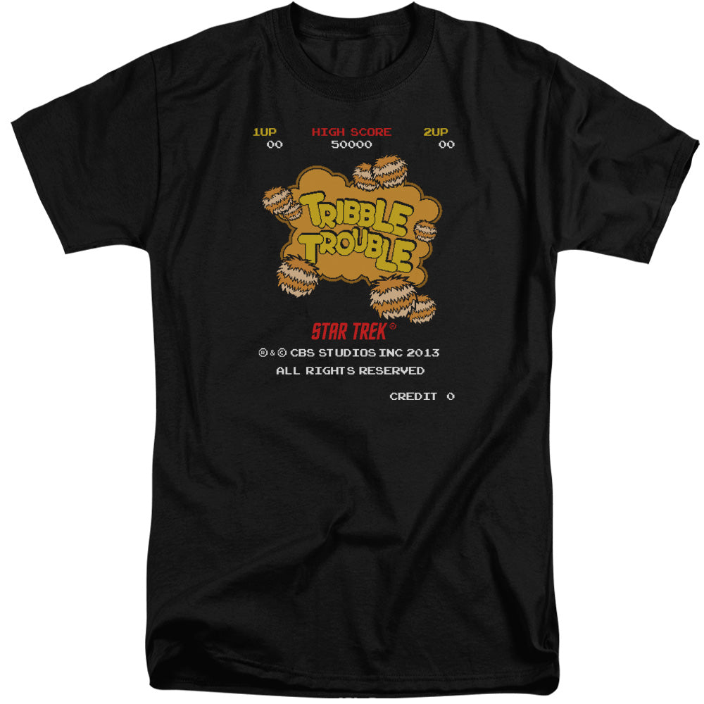 STAR TREK/TRIBBLE TROUBLE - S/S ADULT TALL 18/1 - BLACK