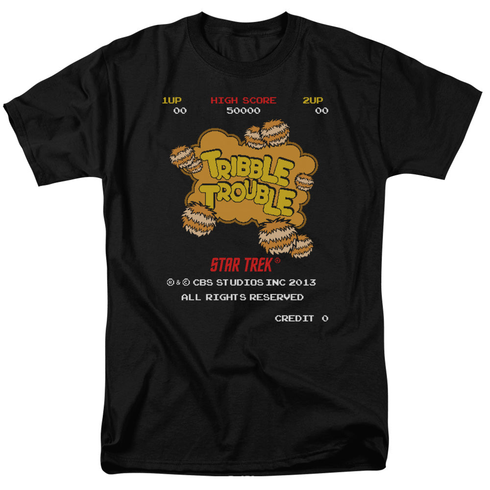 STAR TREK/TRIBBLE TROUBLE - S/S ADULT 18/1 - BLACK