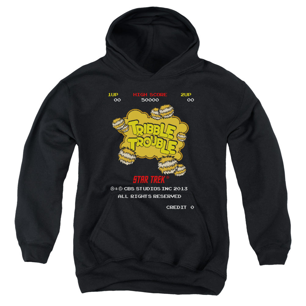 STAR TREK/TRIBBLE TROUBLE - YOUTH PULLOVER HOODIE - BLACK