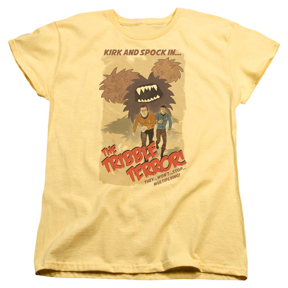 STAR TREK/TRIBBLE THREAT - S/S WOMENS TEE - BANANA