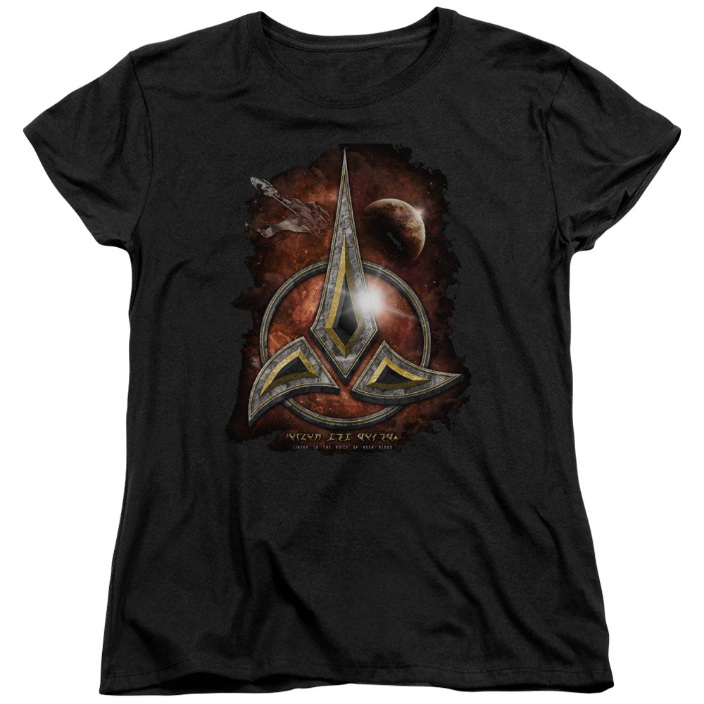 STAR TREK/KLINGON CREST - S/S WOMENS TEE - BLACK