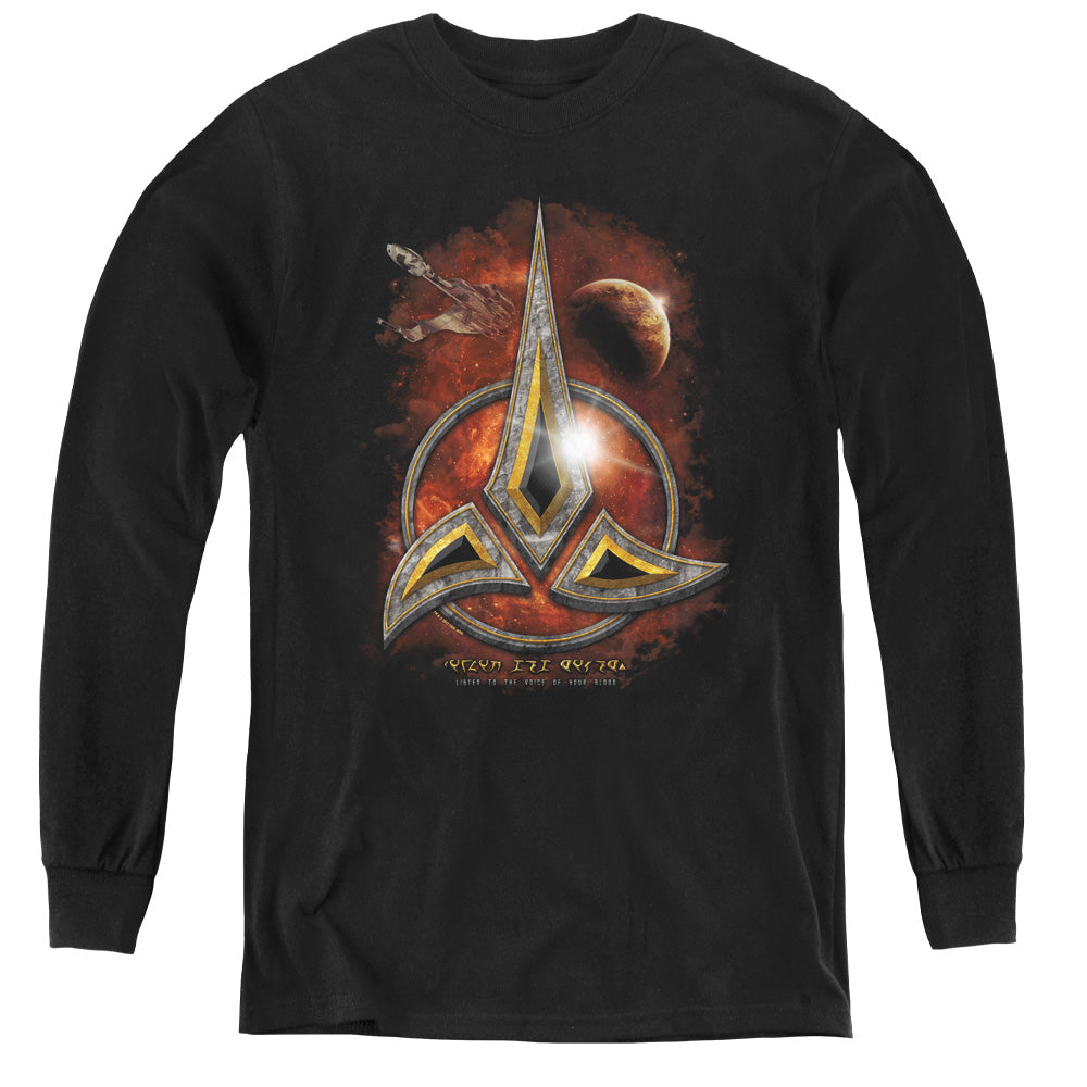 STAR TREK/KLINGON CREST - YOUTH LONG SLEEVE TEE - BLACK