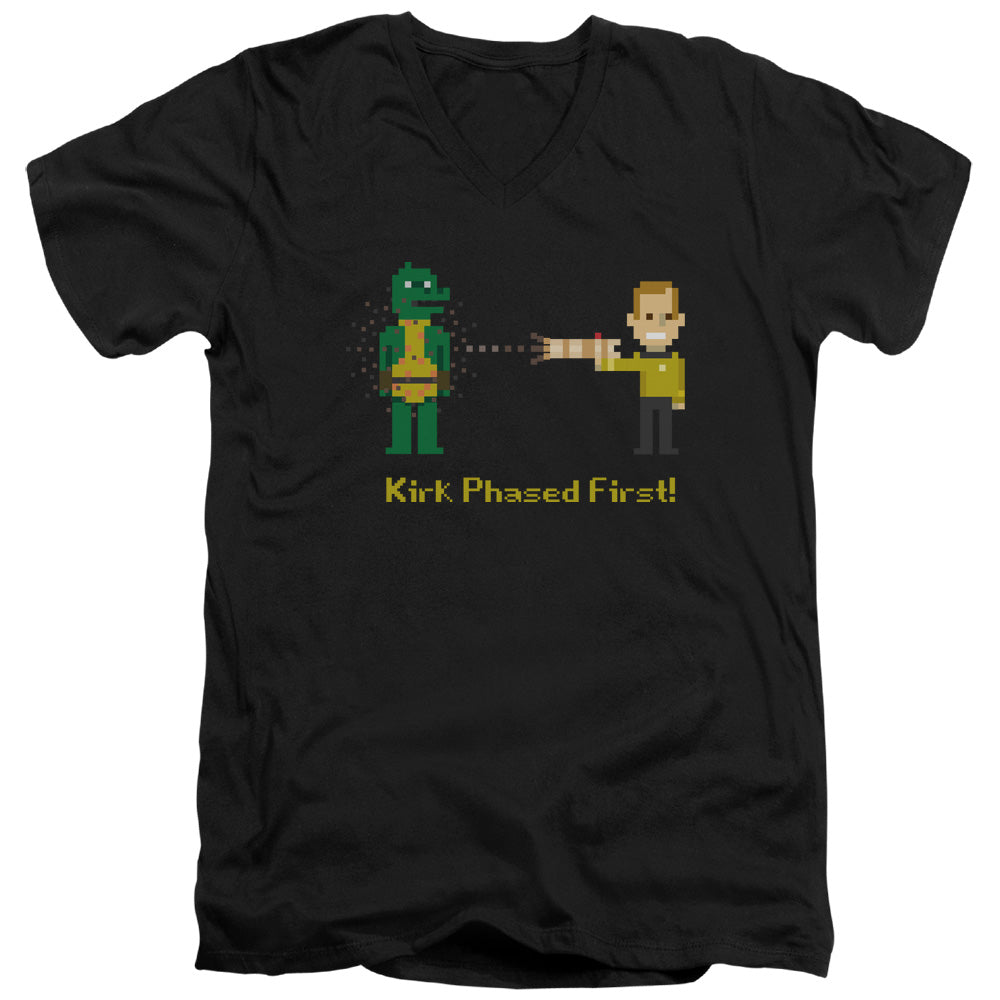 STAR TREK/KIRK PHASED FIRST - S/S ADULT V-NECK 30/1 - BLACK