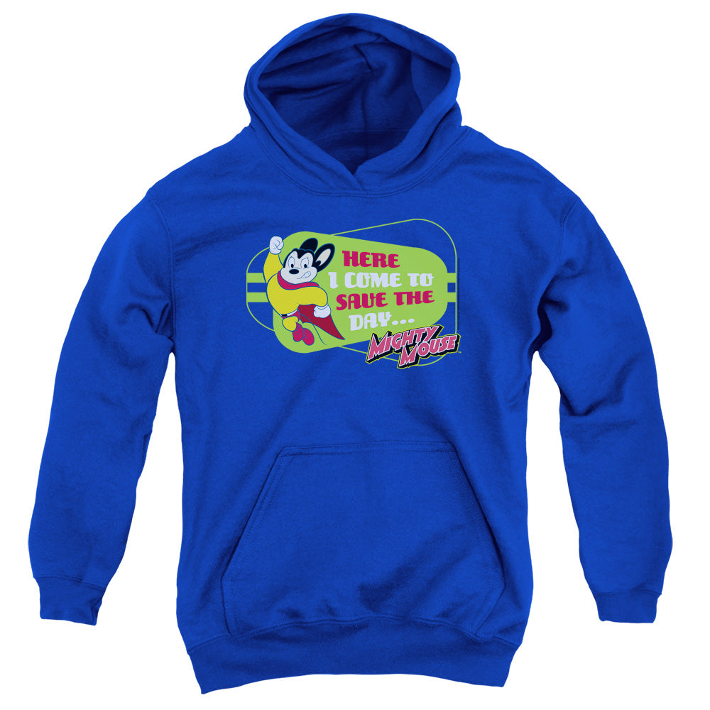 MIGHTY MOUSE/HERE I COME - YOUTH PULLOVER HOODIE - ROYAL BLUE