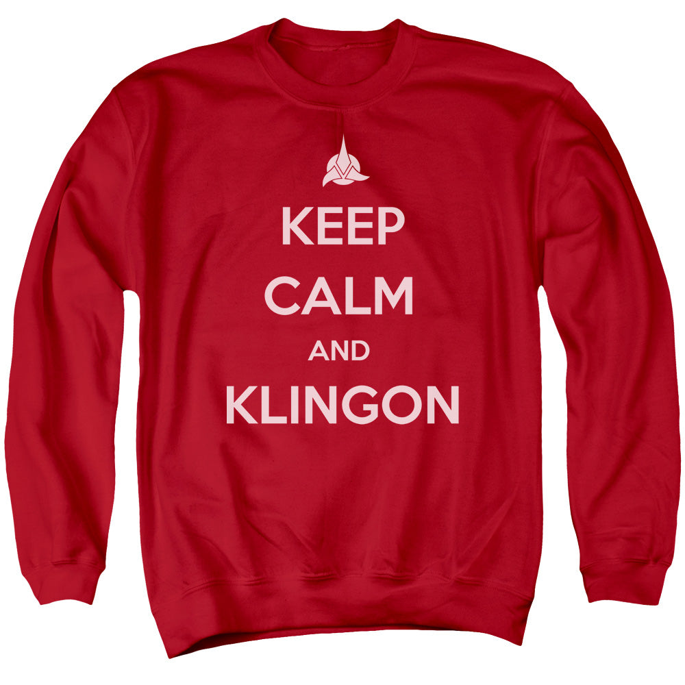 STAR TREK/CALM KLINGON - ADULT CREWNECK SWEATSHIRT - RED