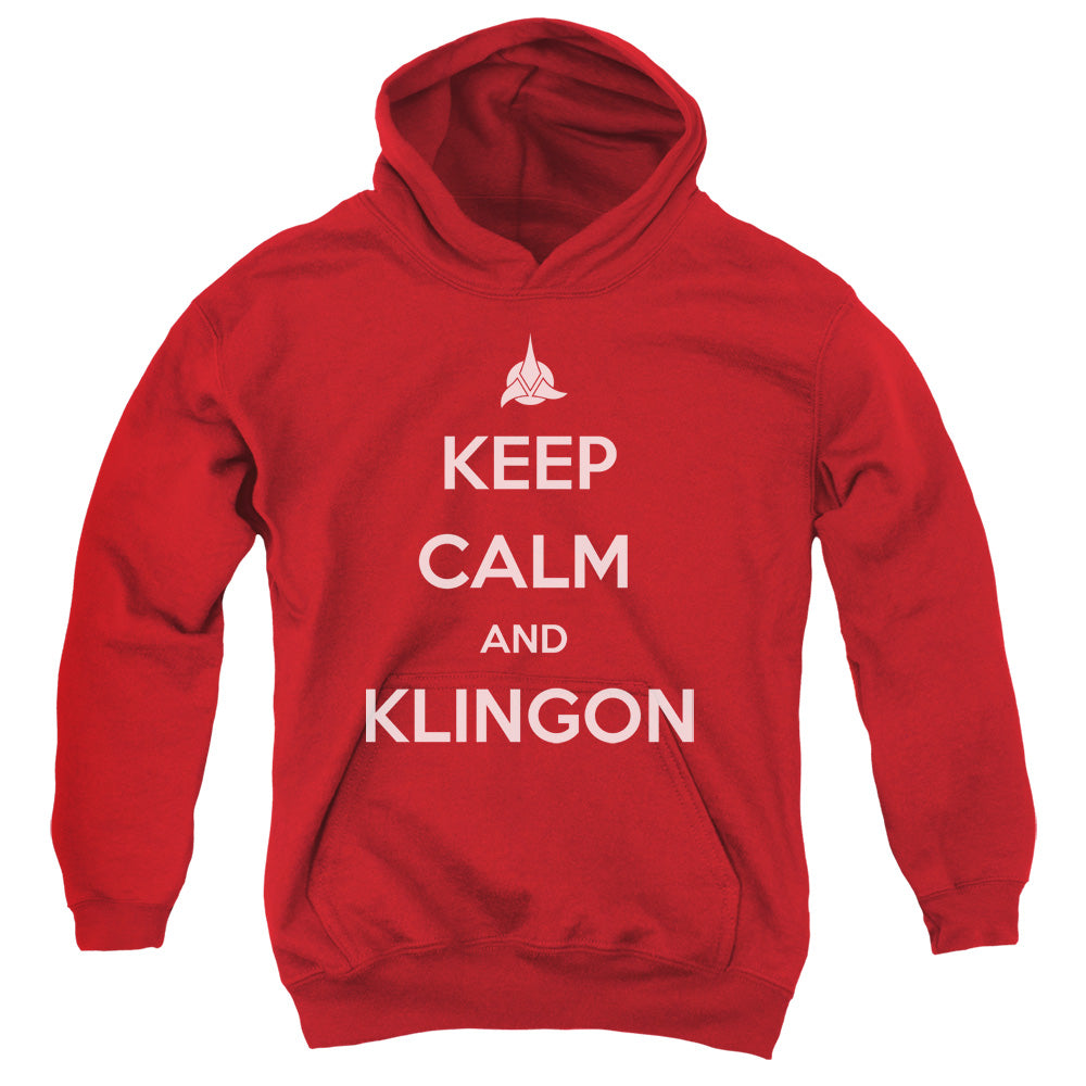 STAR TREK/CALM KLINGON - YOUTH PULLOVER HOODIE - RED