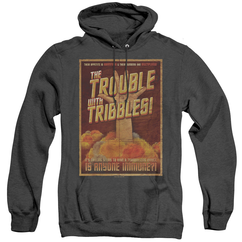 STAR TREK/TRIBBLES: THE MOVIE - ADULT HEATHER HOODIE - BLACK
