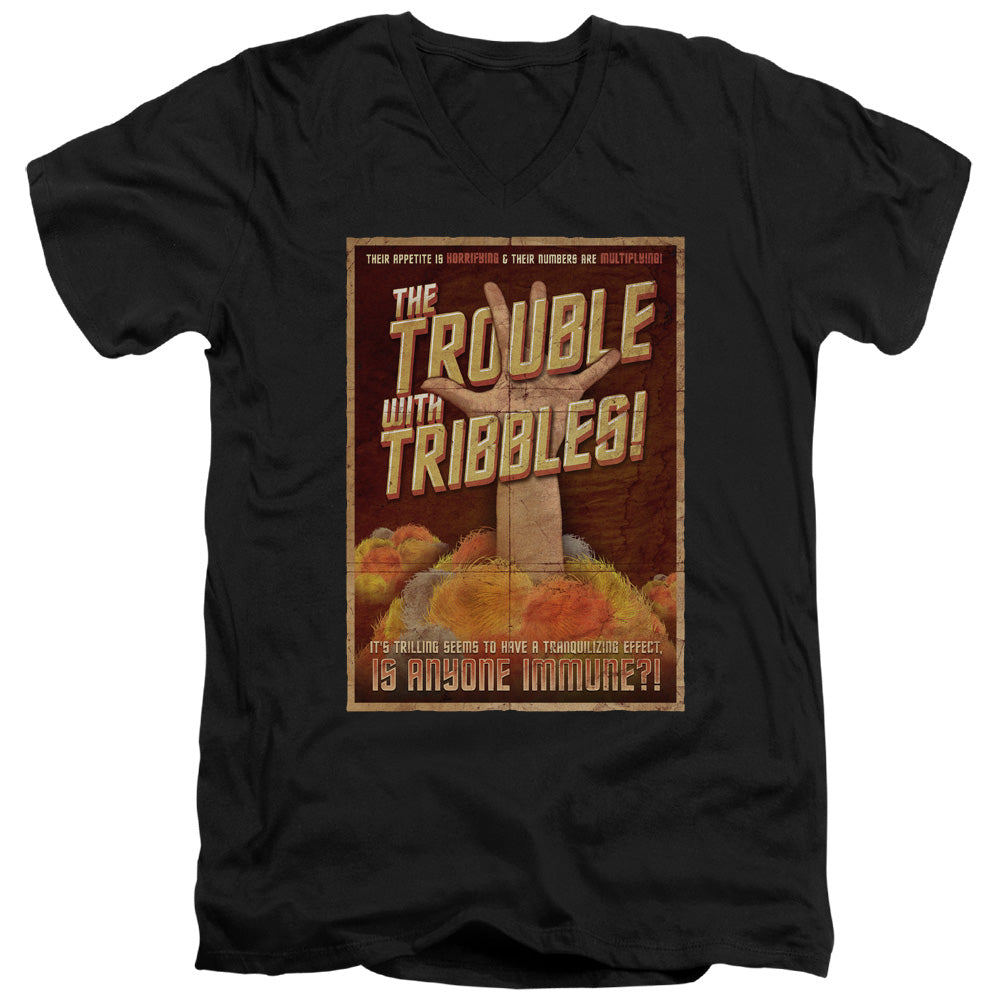 STAR TREK/TRIBBLES: THE MOVIE - S/S ADULT V-NECK 30/1 - BLACK