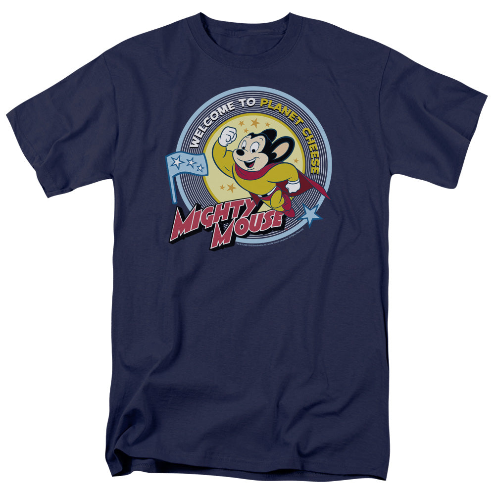 MIGHTY MOUSE/PLANET CHEESE - S/S ADULT 18/1 - NAVY