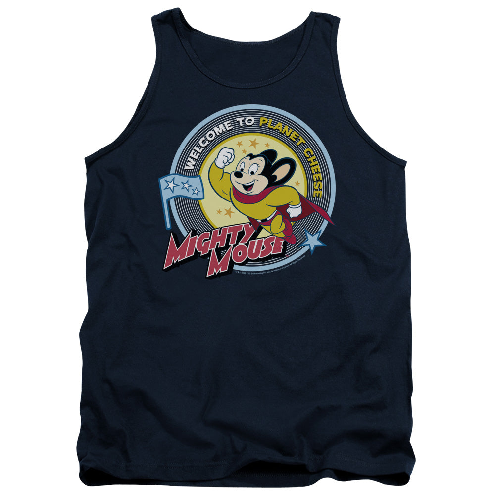 MIGHTY MOUSE/PLANET CHEESE - ADULT TANK - NAVY