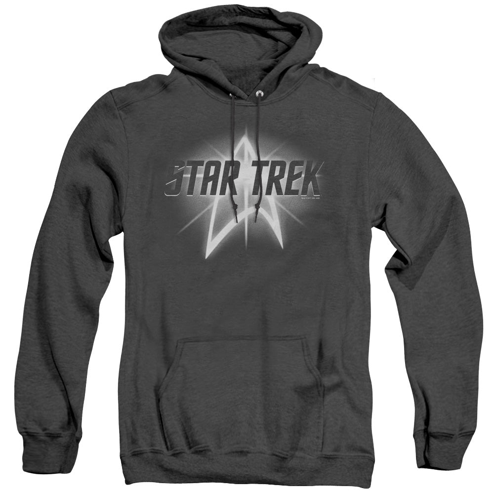 STAR TREK/GLOW LOGO - ADULT HEATHER HOODIE - BLACK