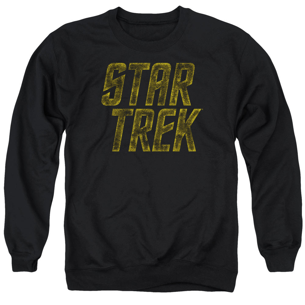 STAR TREK/DISTRESSED LOGO - ADULT CREWNECK SWEATSHIRT - BLACK
