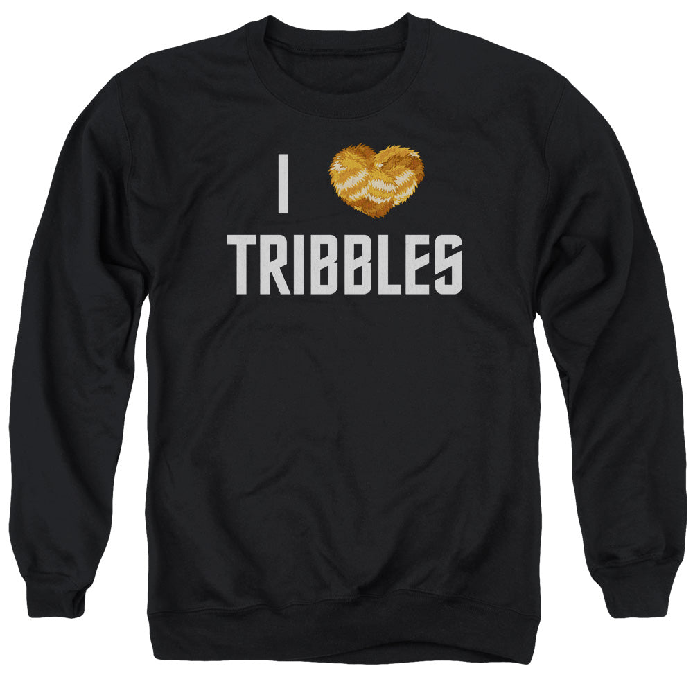STAR TREK/I HEART TRIBBLES - ADULT CREWNECK SWEATSHIRT - BLACK