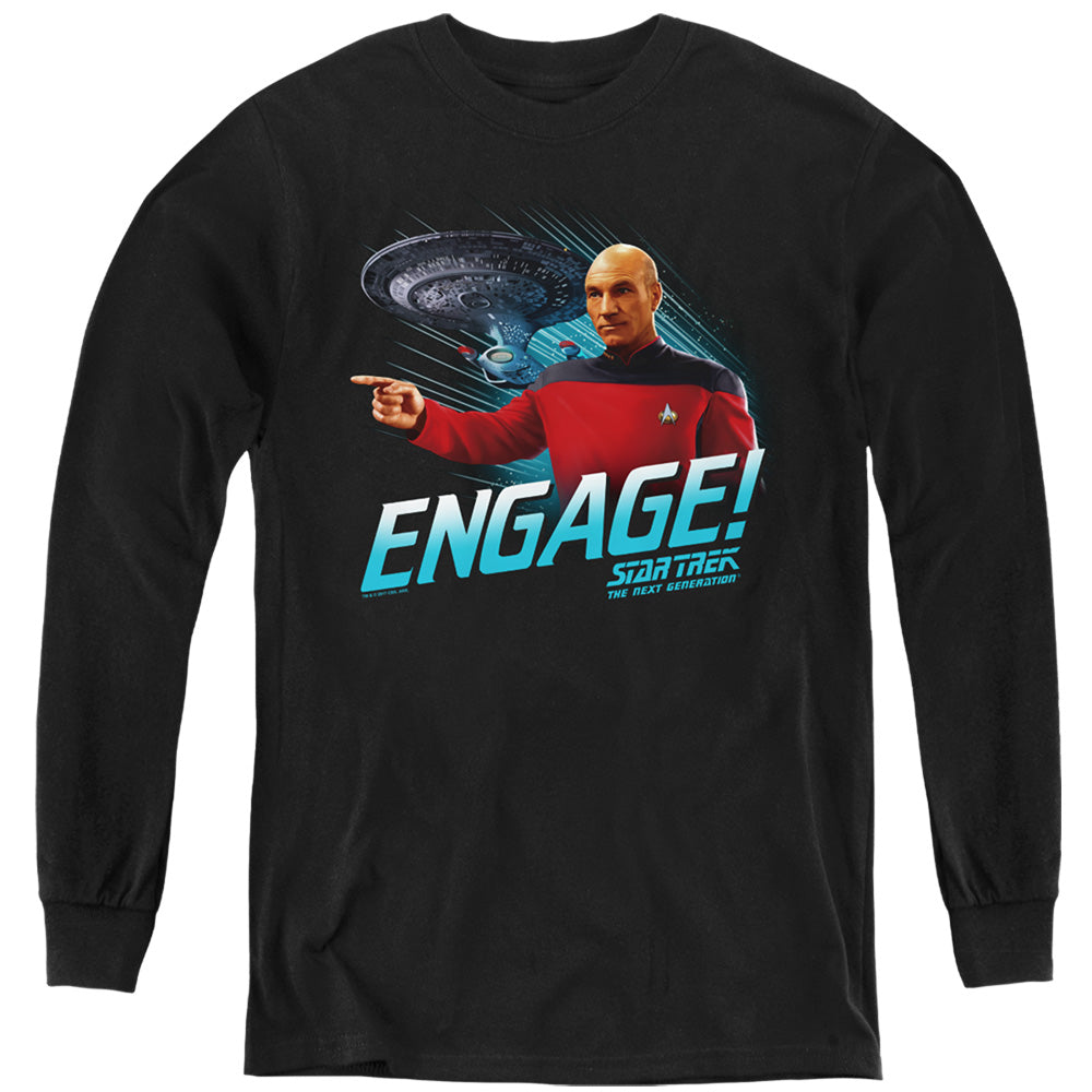 STAR TREK/ENGAGE - YOUTH LONG SLEEVE TEE - BLACK