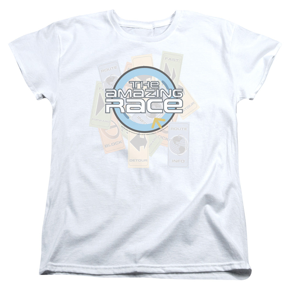 AMAZING RACE/THE RACE - S/S WOMENS TEE - WHITE