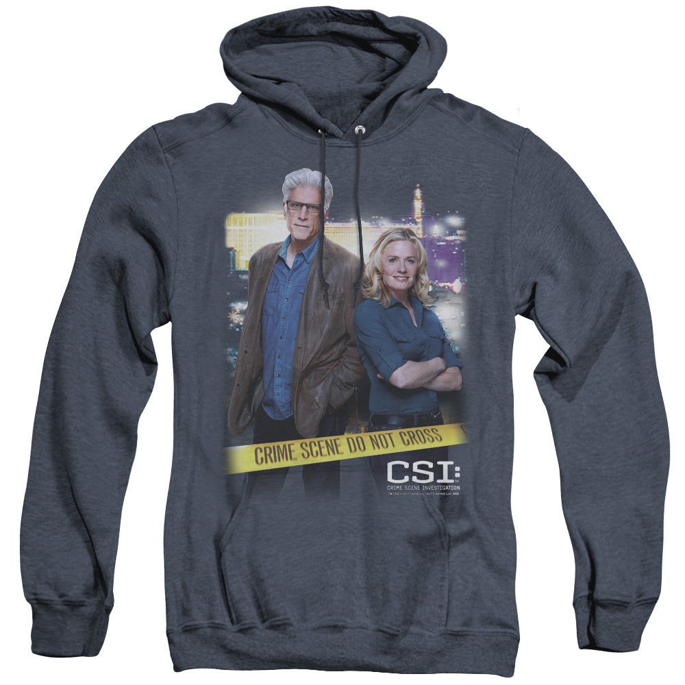 CSI/DO NOT CROSS - ADULT HEATHER HOODIE - NAVY
