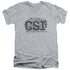 CSI/DISTRESSED LOGO - S/S ADULT V-NECK 30/1 - ATHLETIC HEATHER