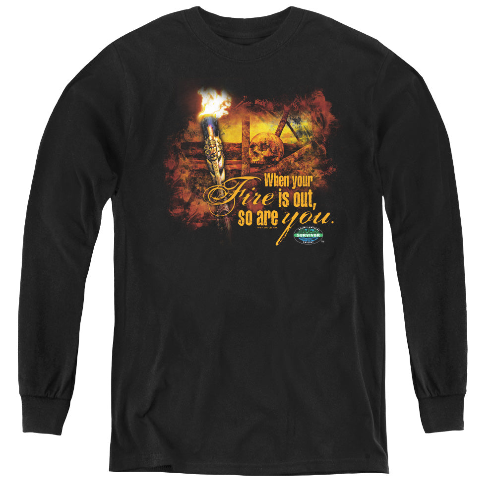 SURVIVOR/FIRES OUT - YOUTH LONG SLEEVE TEE - BLACK