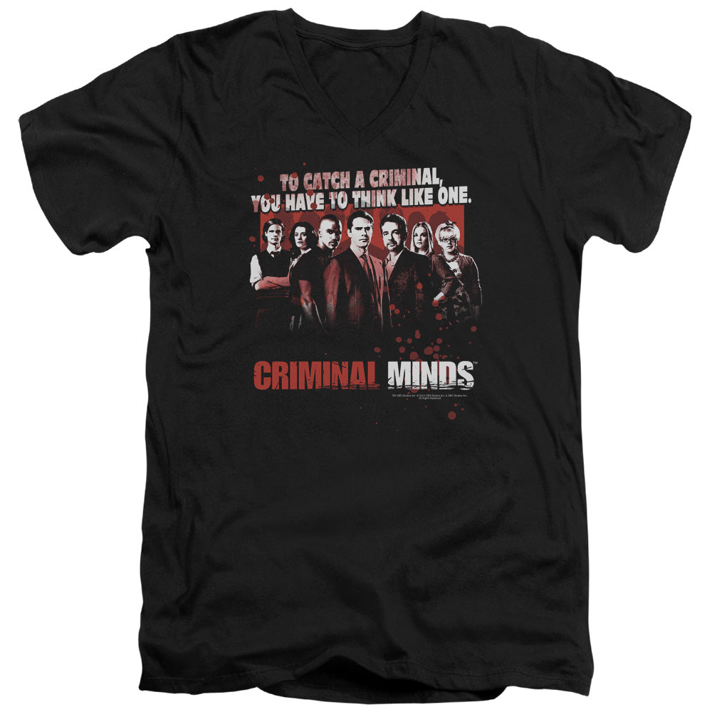 CRIMINAL MINDS/THINK LIKE ONE - S/S ADULT V-NECK 30/1 - BLACK