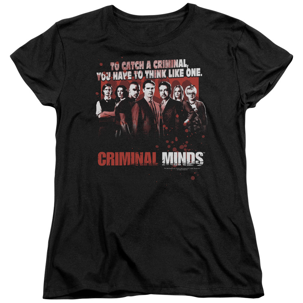 CRIMINAL MINDS/THINK LIKE ONE - S/S WOMENS TEE - BLACK