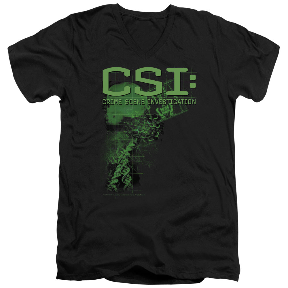 CSI/EVIDENCE - S/S ADULT V-NECK 30/1 - BLACK
