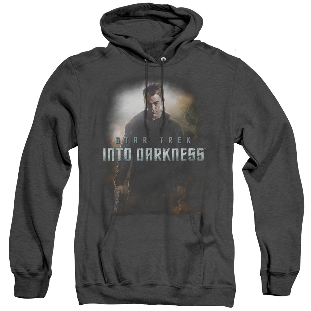 STAR TREK/DARKNESS KIRK - ADULT HEATHER HOODIE - BLACK