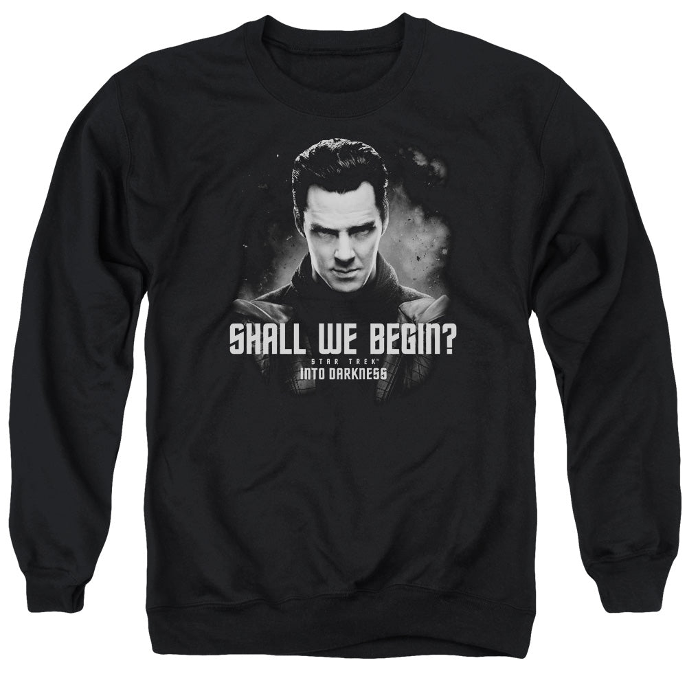 STAR TREK/SHALL WE BEGIN - ADULT CREWNECK SWEATSHIRT - BLACK