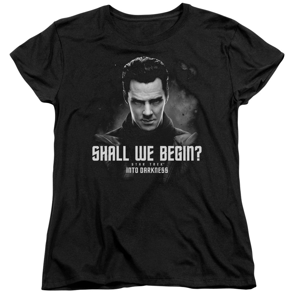 STAR TREK/SHALL WE BEGIN - S/S WOMENS TEE - BLACK