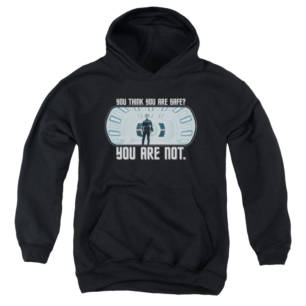 STAR TREK/NOT SAFE - YOUTH PULLOVER HOODIE - BLACK