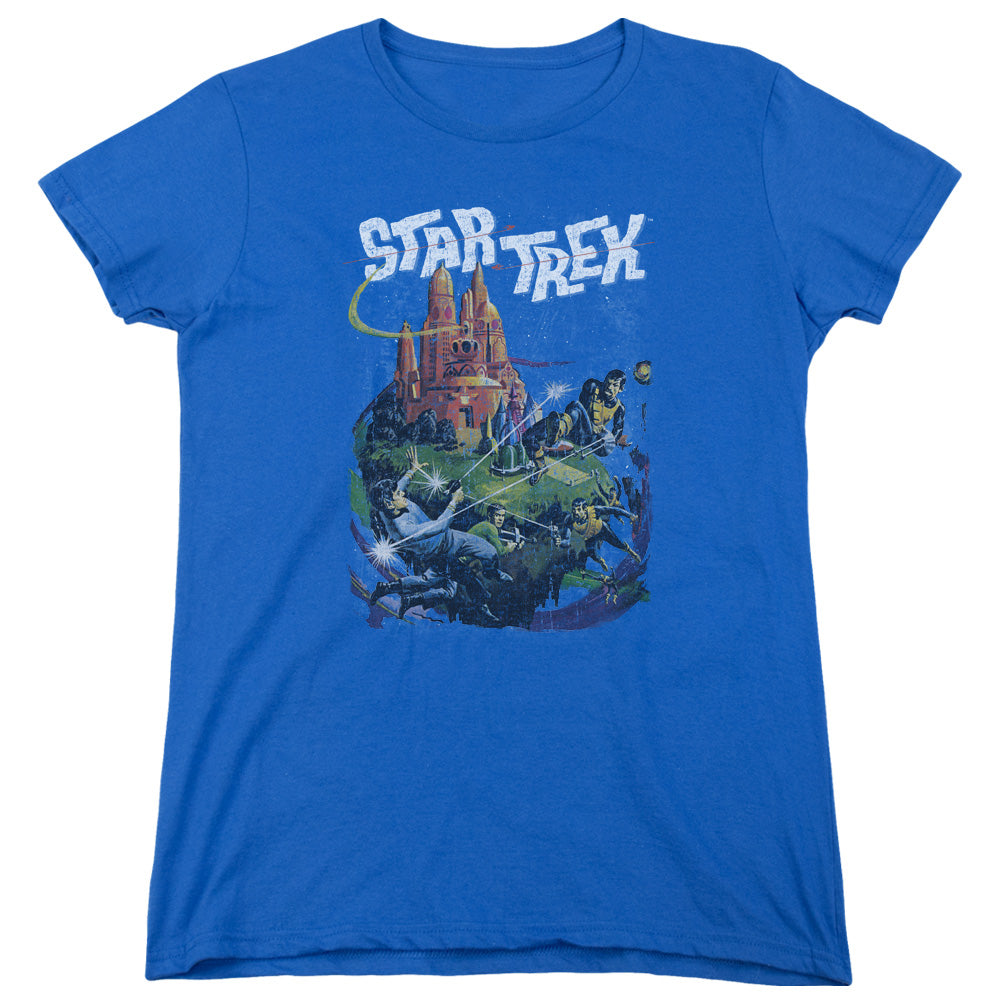 STAR TREK/VULCAN BATTLE - S/S WOMENS TEE - ROYAL BLUE