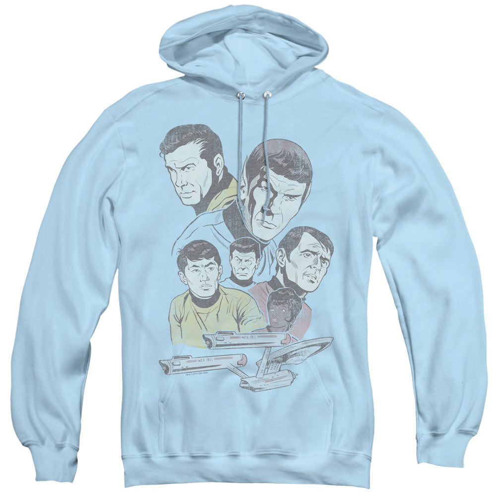 STAR TREK/RETRO CREW - ADULT PULLOVER HOODIE - LIGHT BLUE