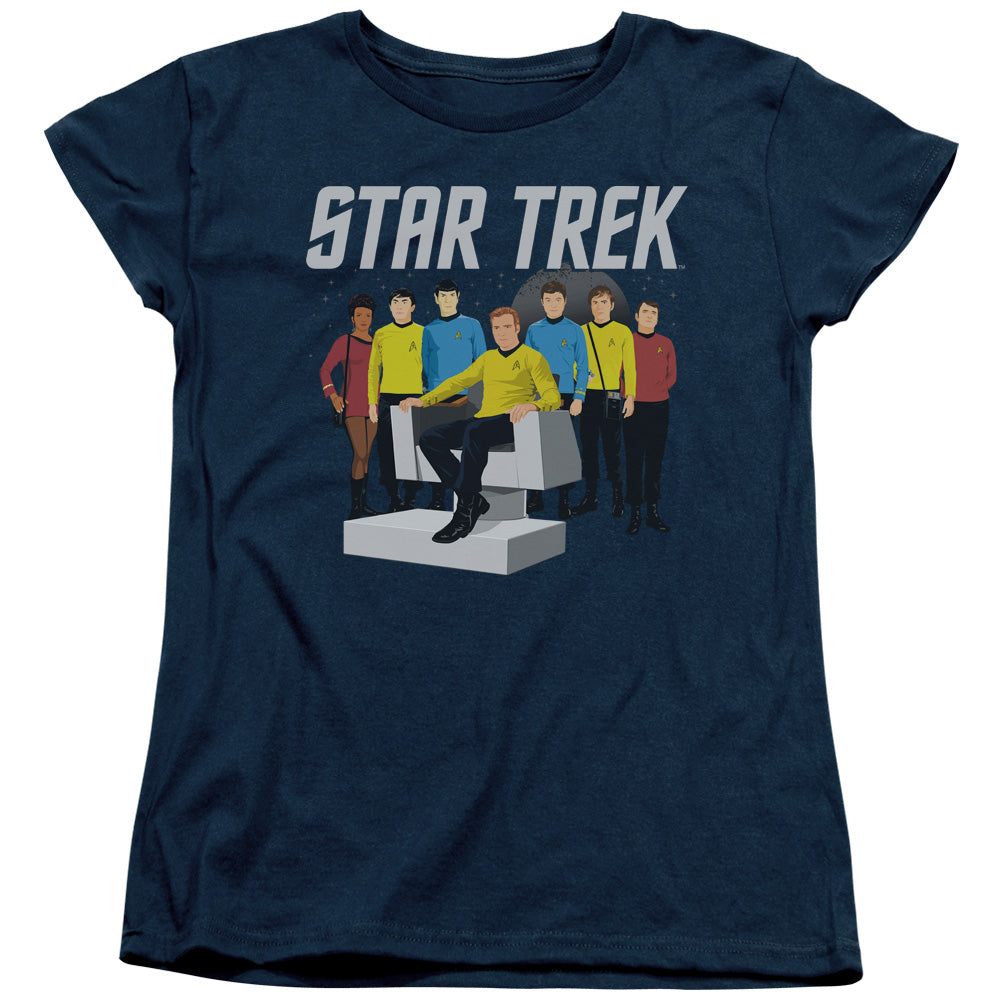 STAR TREK/VECTOR CREW - S/S WOMENS TEE - NAVY