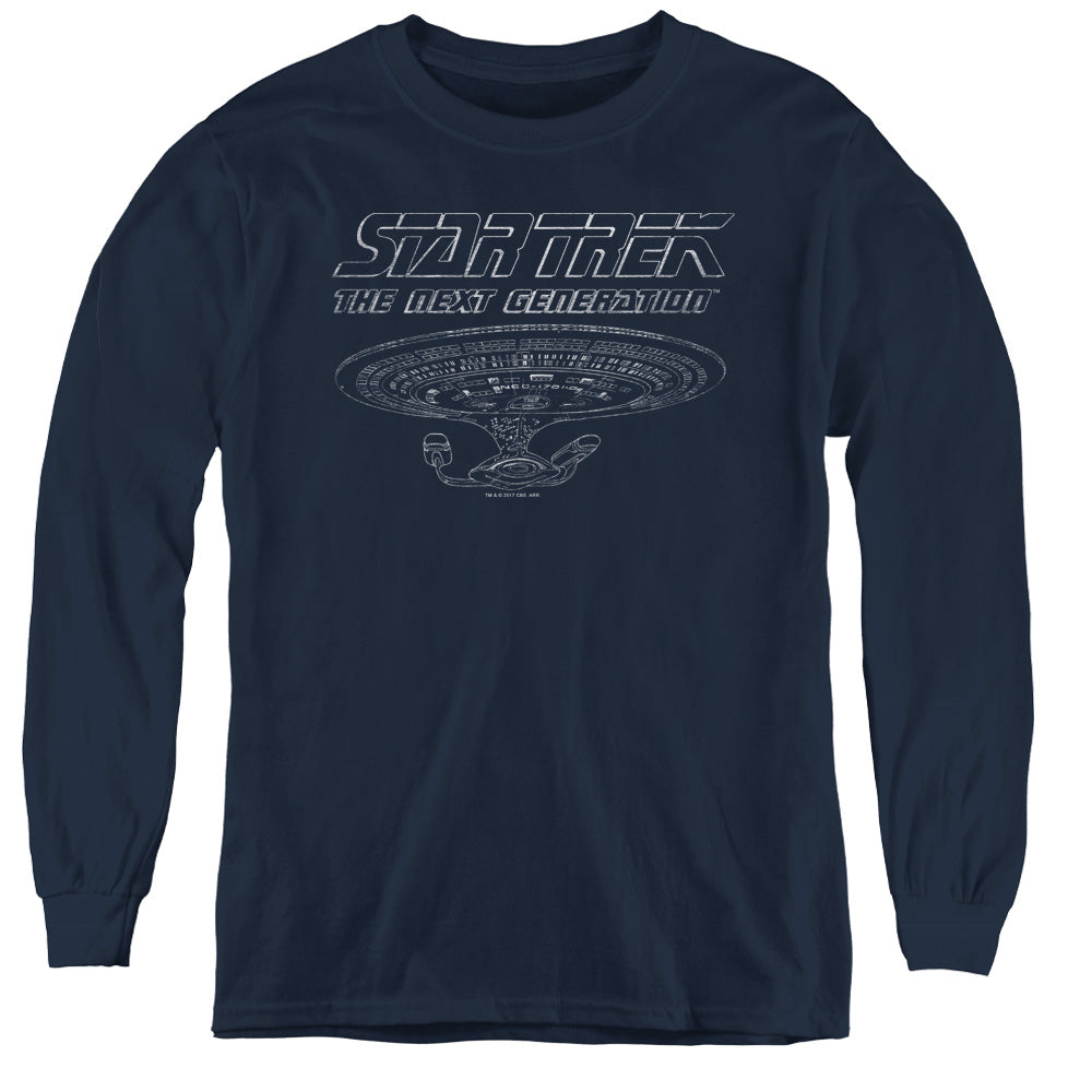 STAR TREK/TNG ENTERPRISE - YOUTH LONG SLEEVE TEE - NAVY