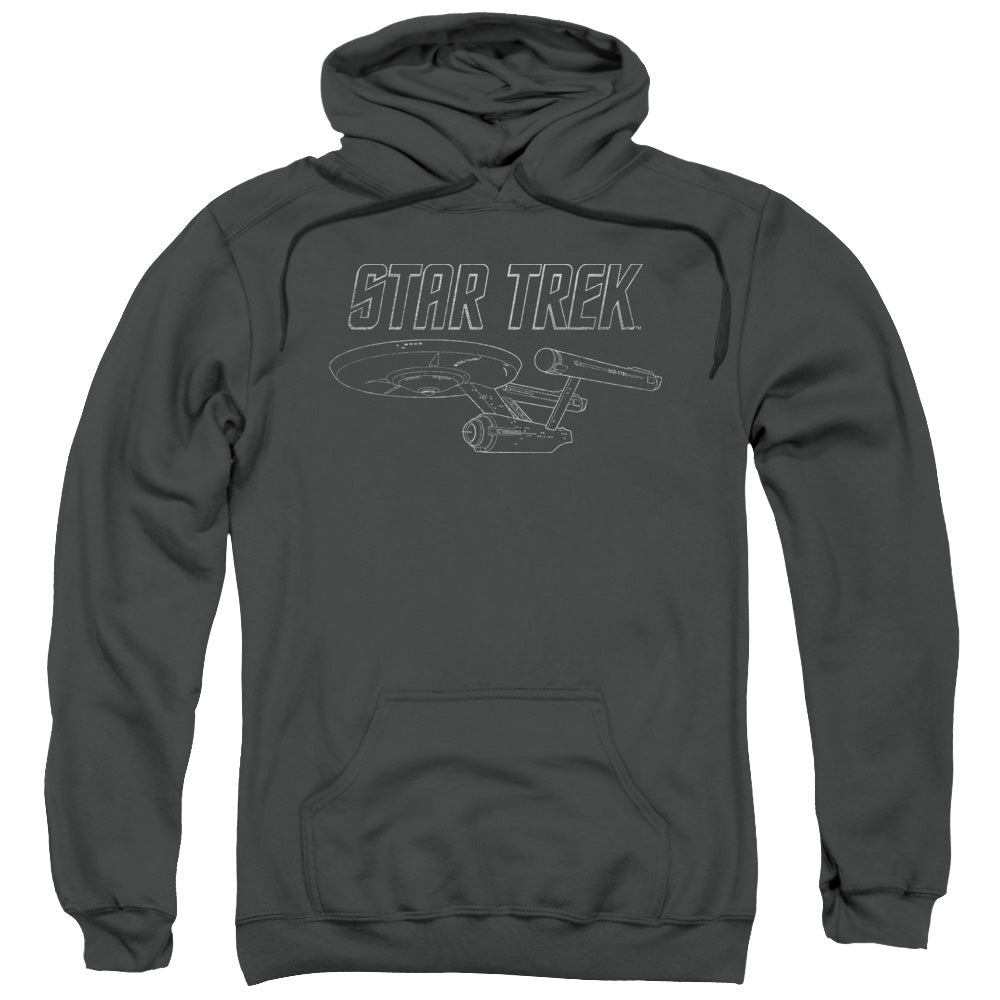 STAR TREK/TOS ENTERPRISE - ADULT PULLOVER HOODIE - CHARCOAL