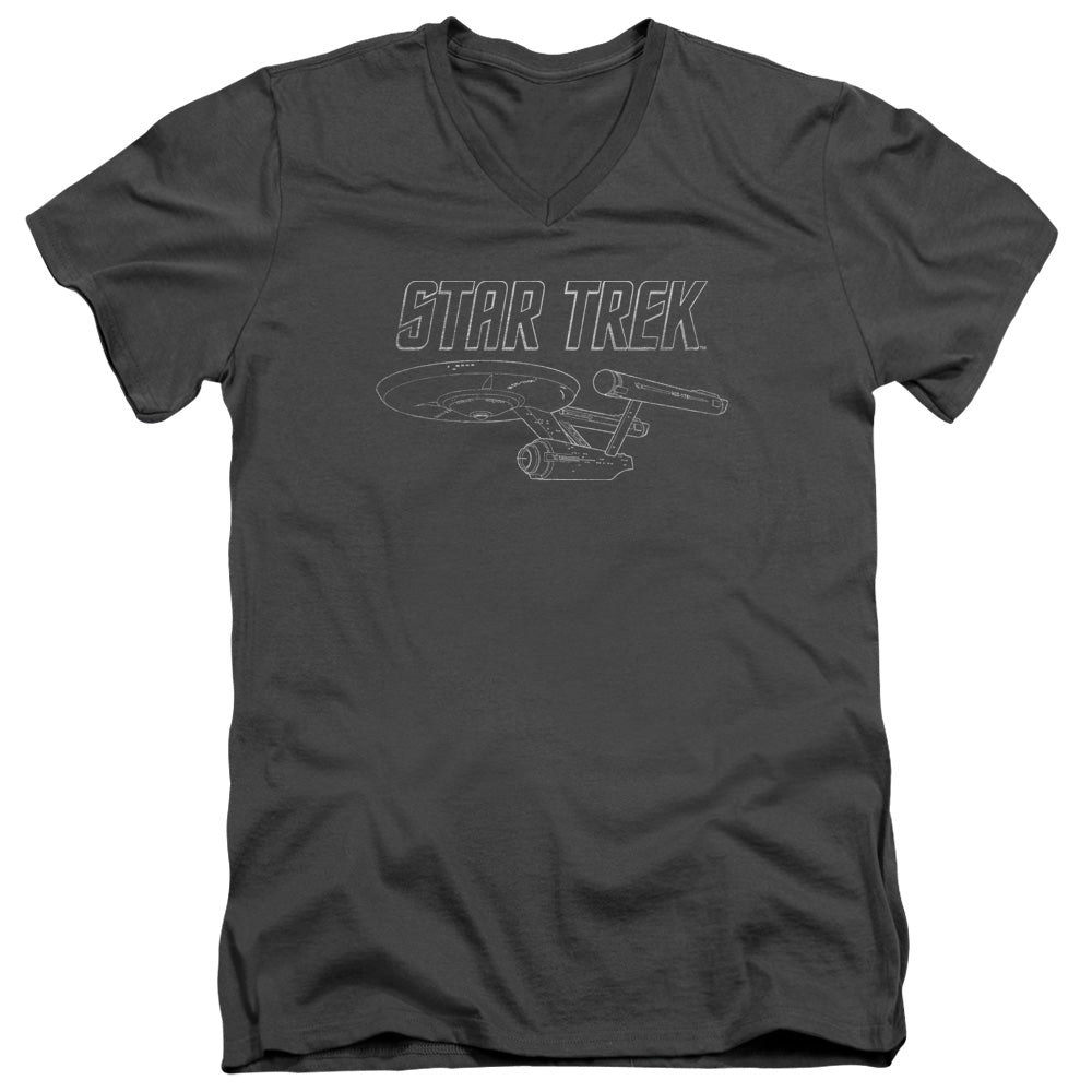 STAR TREK/TOS ENTERPRISE - S/S ADULT V-NECK 30/1 - CHARCOAL