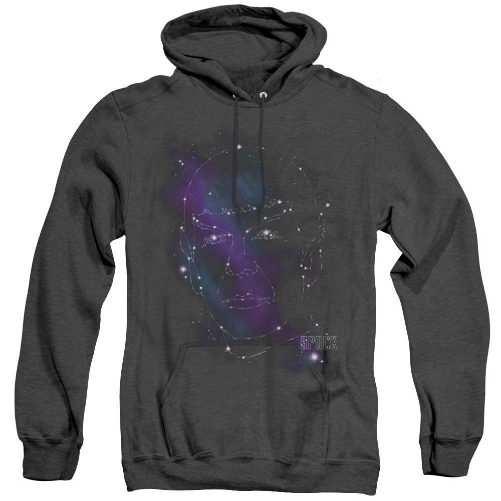 STAR TREK/SPOCK CONSTELLATIONS - ADULT HEATHER HOODIE - BLACK