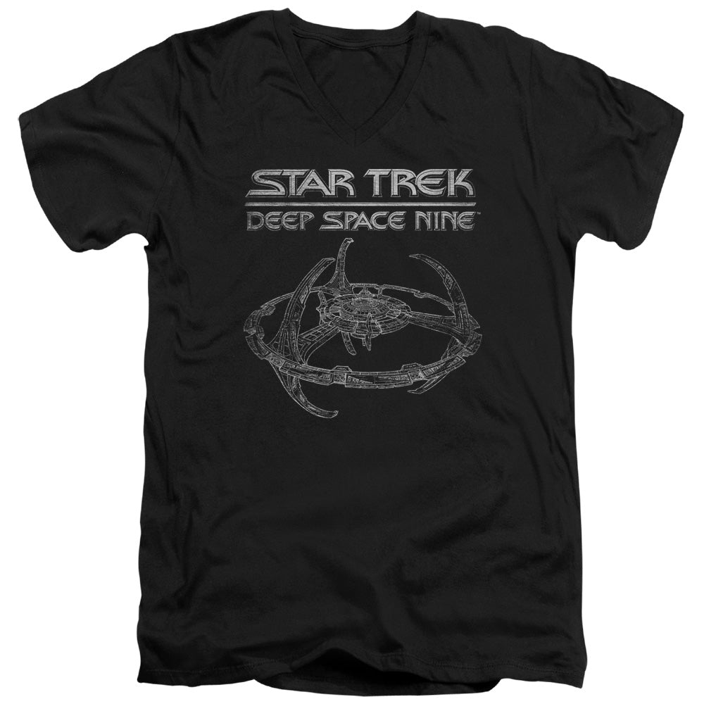 STAR TREK/DS9 STATION - S/S ADULT V-NECK 30/1 - BLACK