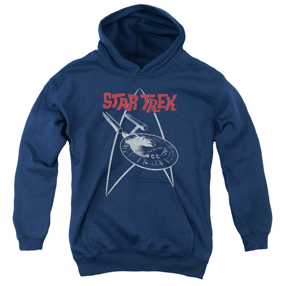 STAR TREK/SHIP SYMBOL - YOUTH PULLOVER HOODIE - NAVY
