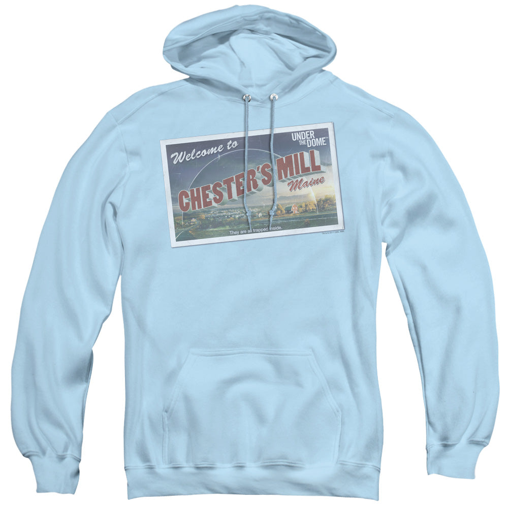 UNDER THE DOME/POSTCARD - ADULT PULLOVER HOODIE - LIGHT BLUE