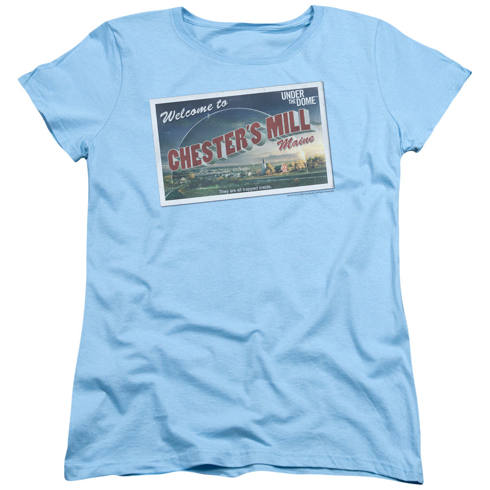 UNDER THE DOME/POSTCARD - S/S WOMENS TEE - LIGHT BLUE
