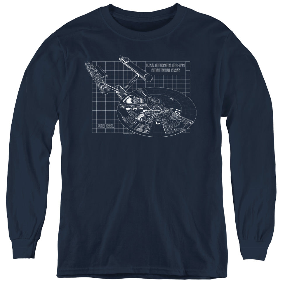STAR TREK/ENTERPRISE PRINTS - YOUTH LONG SLEEVE TEE - NAVY