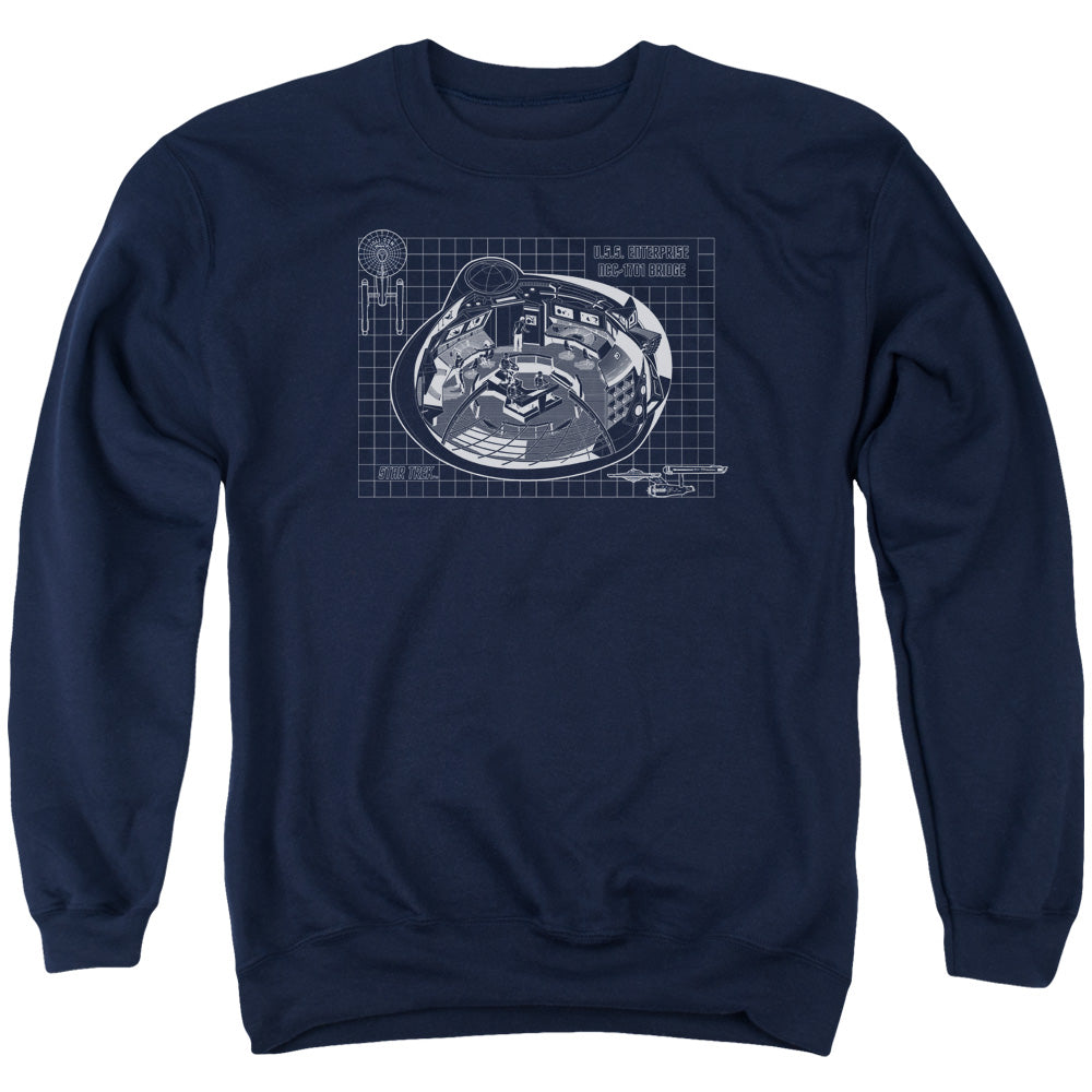 STAR TREK/BRIDGE PRINTS - ADULT CREWNECK SWEATSHIRT - NAVY
