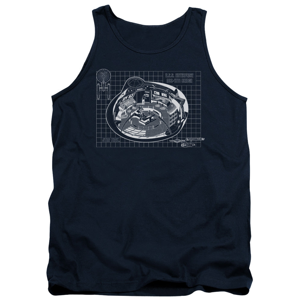 STAR TREK/BRIDGE PRINTS - ADULT TANK - NAVY