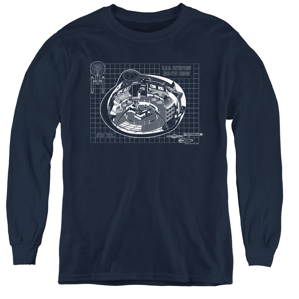 STAR TREK/BRIDGE PRINTS - YOUTH LONG SLEEVE TEE - NAVY
