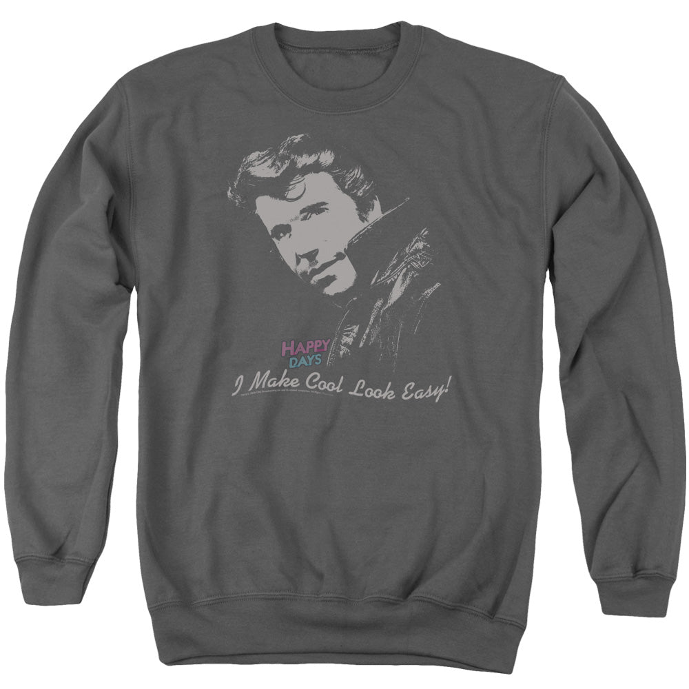HAPPY DAYS/COOL FONZ - ADULT CREWNECK SWEATSHIRT - CHARCOAL