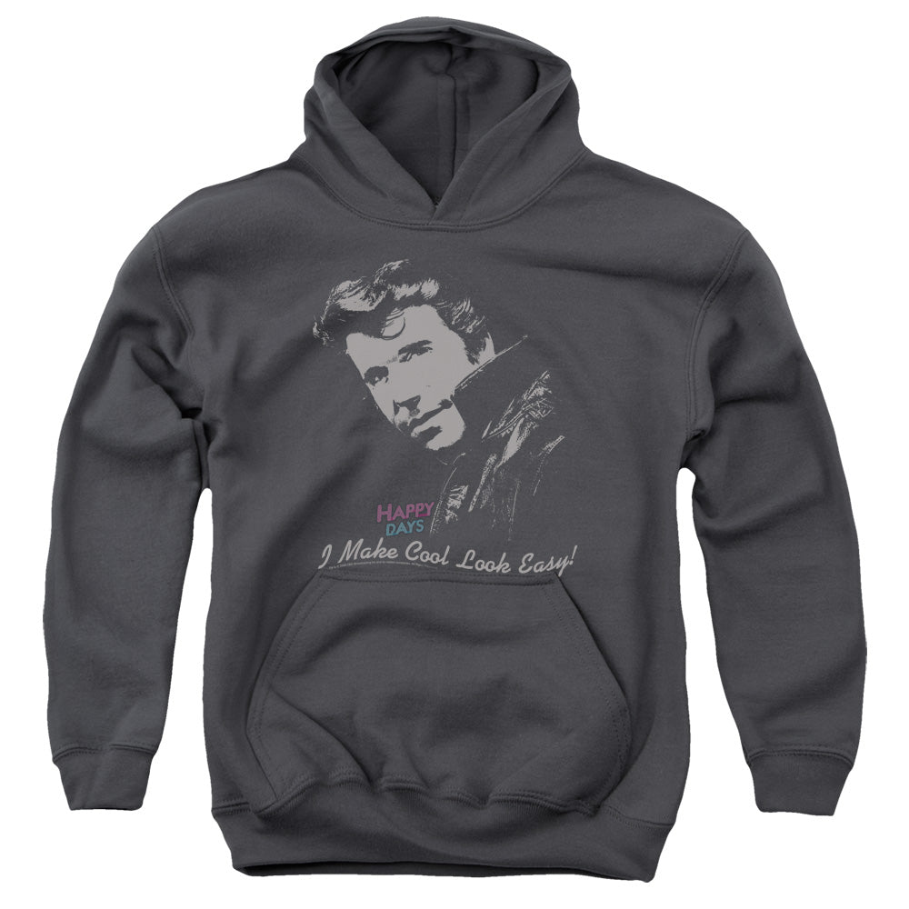 HAPPY DAYS/COOL FONZ - YOUTH PULLOVER HOODIE - CHARCOAL