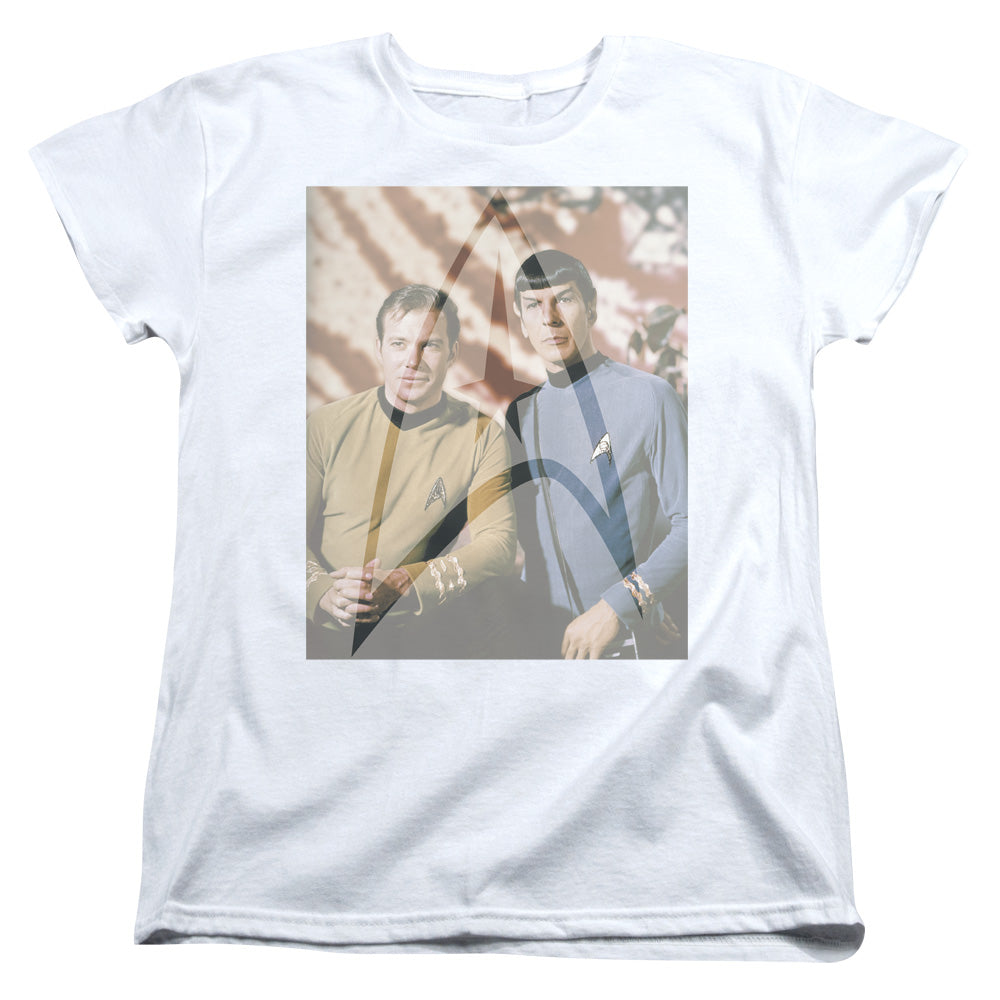 STAR TREK/CLASSIC DUO - S/S WOMENS TEE - WHITE