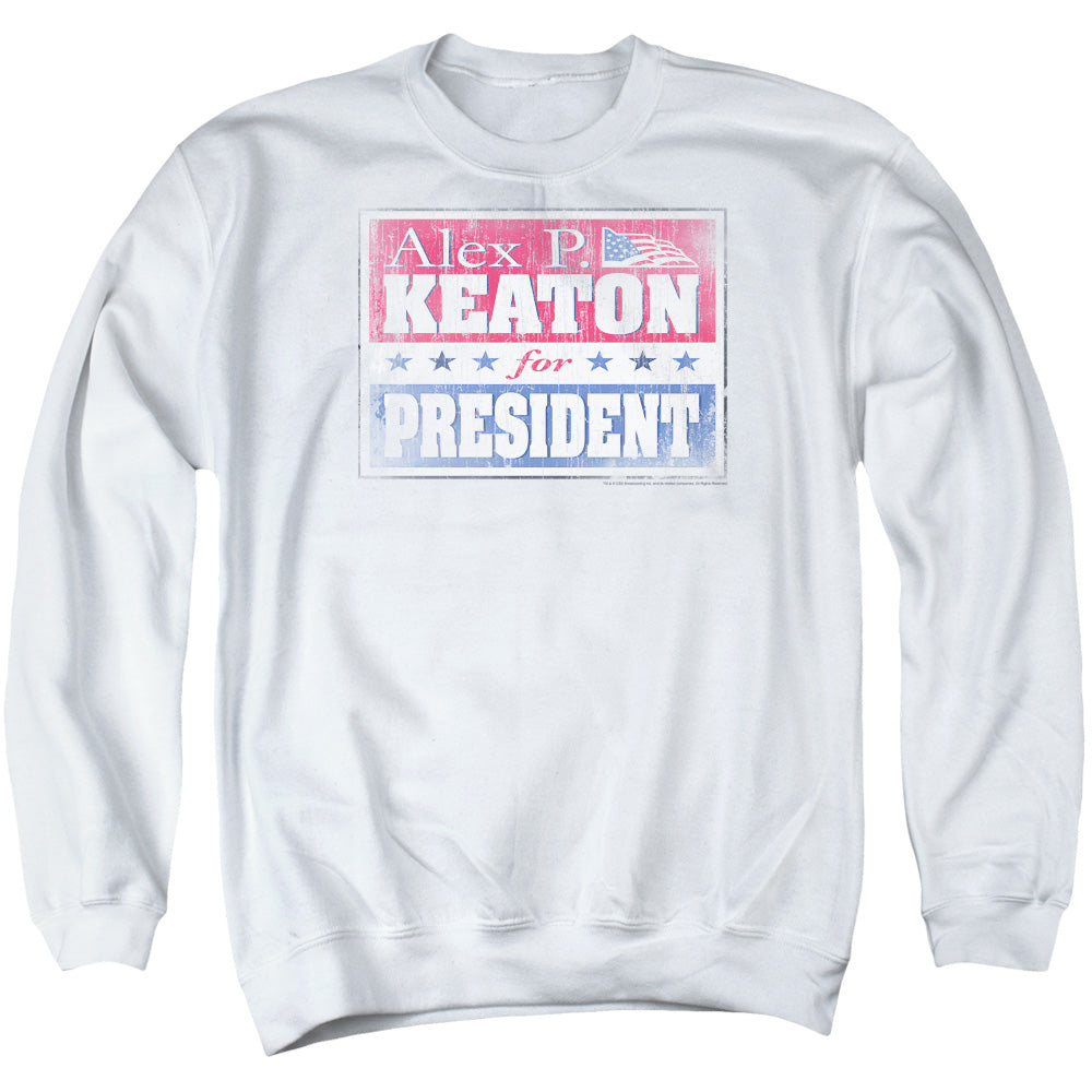 FAMILY TIES/ALEX FOR PRESIDENT - ADULT CREWNECK SWEATSHIRT - WHITE